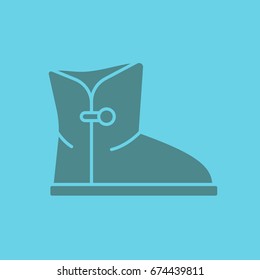Women's warm boot glyph color icon. Silhouette symbol. Negative space. Vector isolated illustration