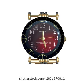 Women's watch with gold elements isolated on a white background. Vector illustration