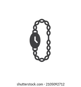 Icono vectorial de relojes de mujeres. signo plano relleno para concepto móvil y diseño web. Icono de Jewelry Watch gyph. Símbolo, ilustración del logotipo. Gráficos vectoriales