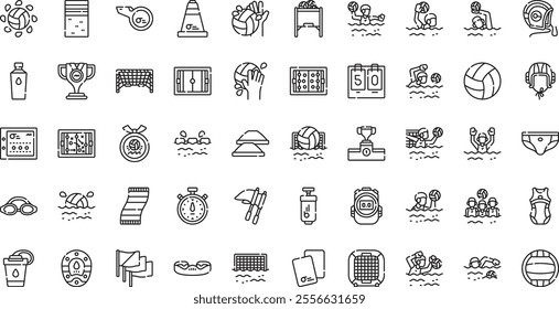 Womens water polo team icons High-Quality Vector Icons Collection with Editable Stroke. Ideal for Professional and Creative Projects.