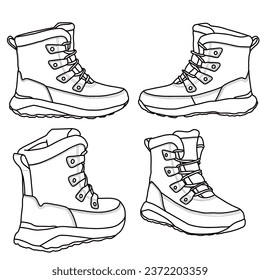 Women's waterproof winter shoes vector icon. An editable vector design of winter shoes. Footwear isolated on white background.
