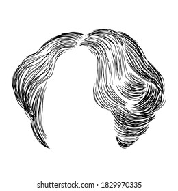 Women's wavy hairstyle. Vector element for design. Hand drawn illustration.