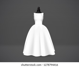 Women's Wedding Dress Isolated On Mannequin. 