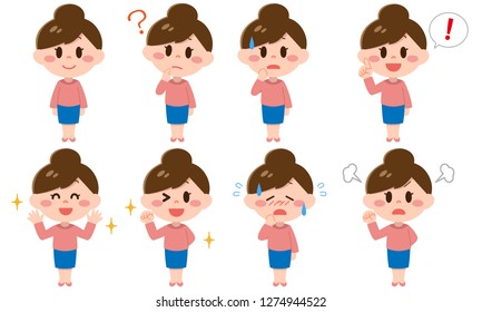 Women's whole-body illustration set
