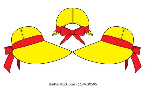 Women's Wide Brim Hat (Yellow/Red)
: Bow Back