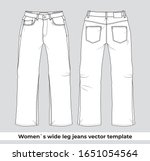 Women`s wide leg jeans vector template