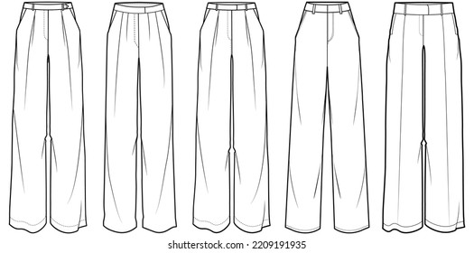 Womens Wide Leg Pants Fashion Flat Stock Vector (Royalty Free ...