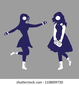 women's winter silhouettes vector