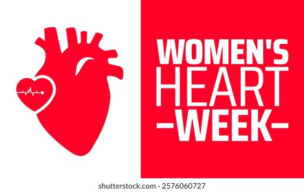 Women's or Women heart week background banner or poster design template. observed every year in February. Holiday concept. Use to any Template, card, poster, placard, template.