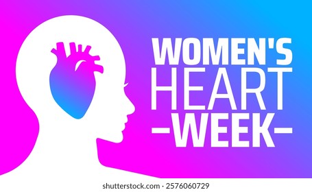 Women's or Women heart week background banner or poster design template. observed every year in February. Holiday concept. Use to any Template, card, poster, placard, template.