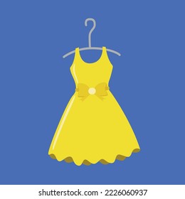 Women's yellow dress on a trempel