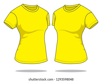 Women's Yellow T-Shirt for Template
: Perspective View