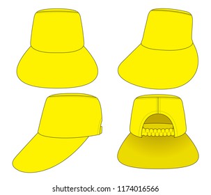 Women's Yellow Wide Hat Vector