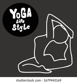 Women's yoga. Vector illustration of a cartoon design of a human silhouette.June 21 is the international day of yoga.