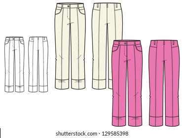 Womenss Strech Trousers Technical Drawing Stock Vector (Royalty Free ...
