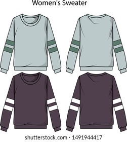 women'sweater long sleeved vector template pattern
