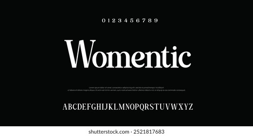 Womentic Abstract fontes de alfabeto moderno mínimo. Ilustração vetorial da tecnologia de tipografia
