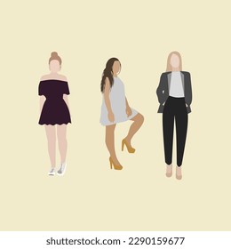 Womsn ve tor illustration. Hand drawn