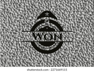 Won black emblem with bubbles background. Vector Illustration. Detailed. 