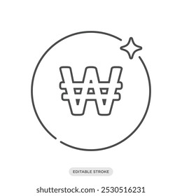 Icono de moneda ganada, símbolo de moneda coreana sobre fondo blanco - Ilustración vectorial