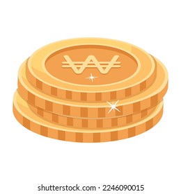 Won coins 2d icon is ready for premium use 