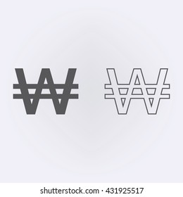 Won currency sign . Vector illustration