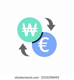 won to euro exchange currency icon sign vector