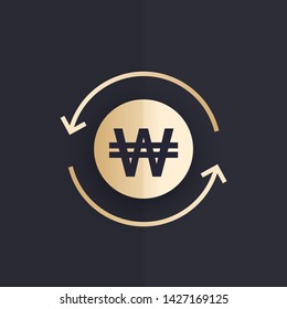 Won exchange vector icon, korean currency