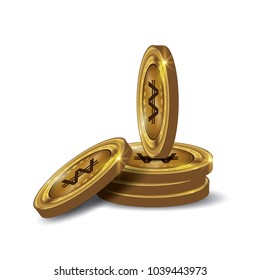 Won Gold coin Stack. Financial growth concept with golden coin won.