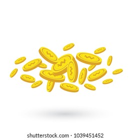 Won Gold coin Stack. Financial growth concept with golden coin won.