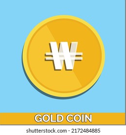 Won gold coins. South Korean Money symbol. The South Korean Won Currency Sign. Flat Design Coins. Can be used for web, mobile, infographic and print. eps10 Vector illustration