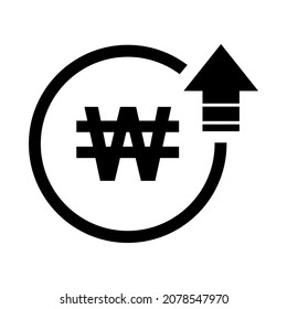 Won high symbol, cost increase icon. Growth profit bussiness sign vector illustration .