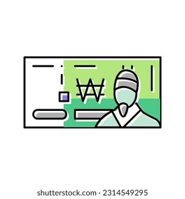 won krw color icon vector. won krw sign. isolated symbol illustration
