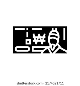 won krw glyph icon vector. won krw sign. isolated contour symbol black illustration