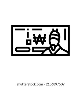 won krw line icon vector. won krw sign. isolated contour symbol black illustration