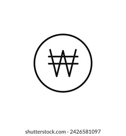 Won line icon isolated on white background