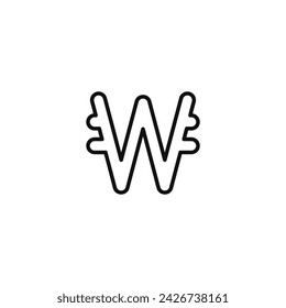 Won line icon isolated on white background