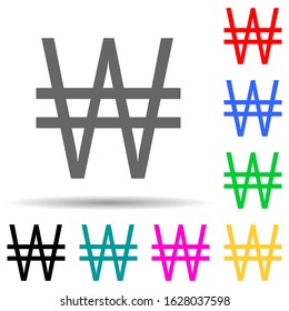 won multi color style icon. Simple glyph, flat vector of crepto currency icons for ui and ux, website or mobile application