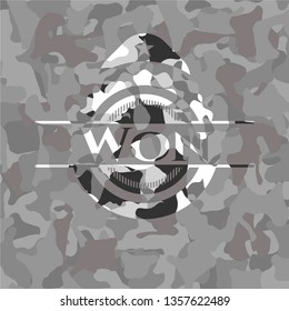 Won on grey camo texture