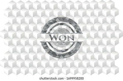 Won-realistisches graues Emblem mit hellweißem Hintergrund