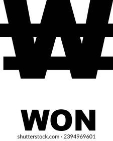 WON sign money Icon Pack In White Background