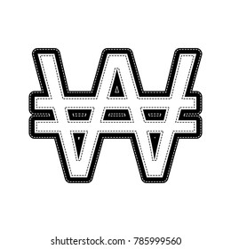Won sign. Vector. Flat style black icon on white.