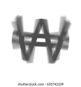 Won sign. Vector. Gray icon shaked at white background.