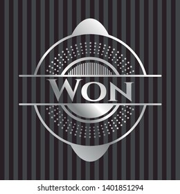 Won silvery shiny badge. Vector Illustration. Mosaic.