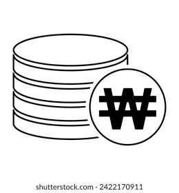 Won stack coin, flat icon money design, cash sign vector illustration .