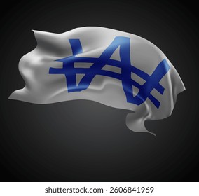 Won, vector 3d flag with waves on a black background