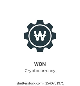 Won vector icon on white background. Flat vector won icon symbol sign from modern cryptocurrency collection for mobile concept and web apps design.