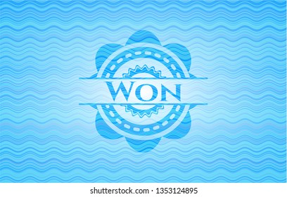 Won water concept emblem background.