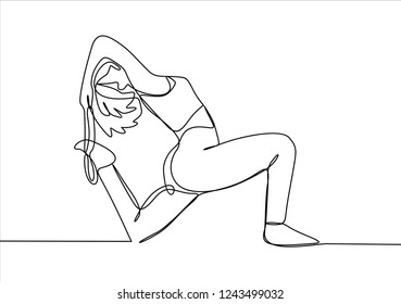 Wonan doing yoga pose. Continuous line