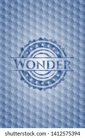 Wonder blue emblem with geometric pattern background. Vector Illustration. Detailed.